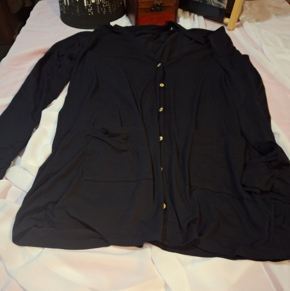 Agnes & Dora Elegant Black Button-Up Women's Cardigan Size XL
